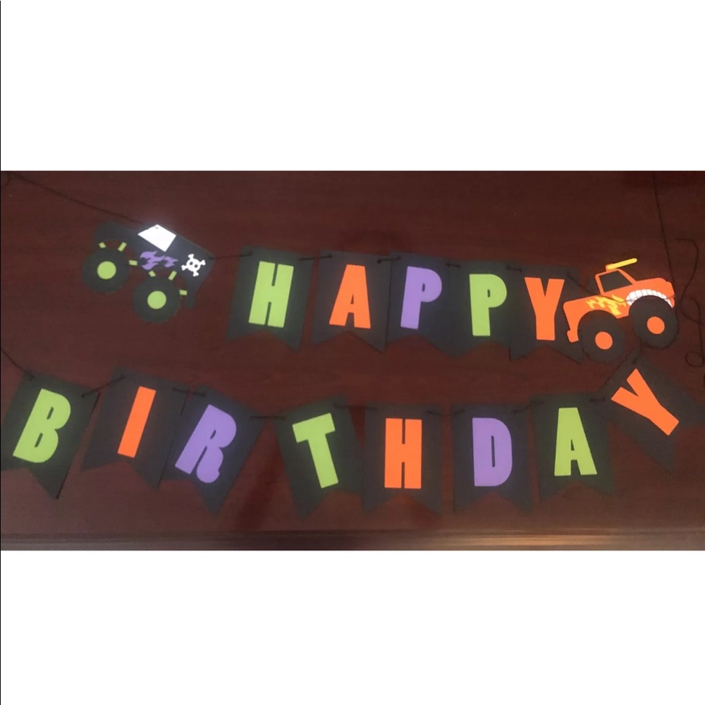 Happy Birthday Monster truck banner